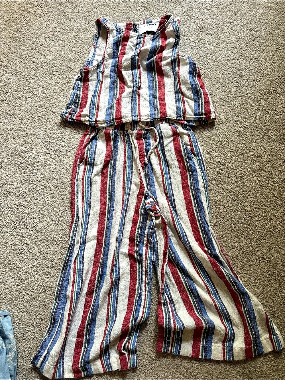 Old Navy Striped Wide-Leg Jumpsuit in Red & Blue